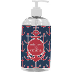 All Anchors Plastic Soap / Lotion Dispenser (16 oz - Large - White) (Personalized)