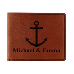 All Anchors Leatherette Bifold Wallet - Single Sided (Personalized)