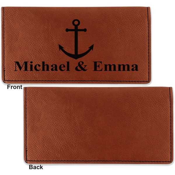 All Anchors Leather Checkbook Holder Front and Back Single Sided - Apvl