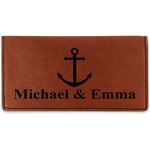 All Anchors Leatherette Checkbook Holder - Double Sided (Personalized)