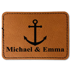 All Anchors Faux Leather Iron On Patch - Rectangle (Personalized)
