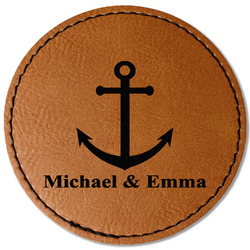All Anchors Faux Leather Iron On Patch - Round (Personalized)