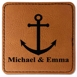 All Anchors Faux Leather Iron On Patch - Square (Personalized)