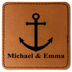 All Anchors Faux Leather Iron On Patch - Square (Personalized)
