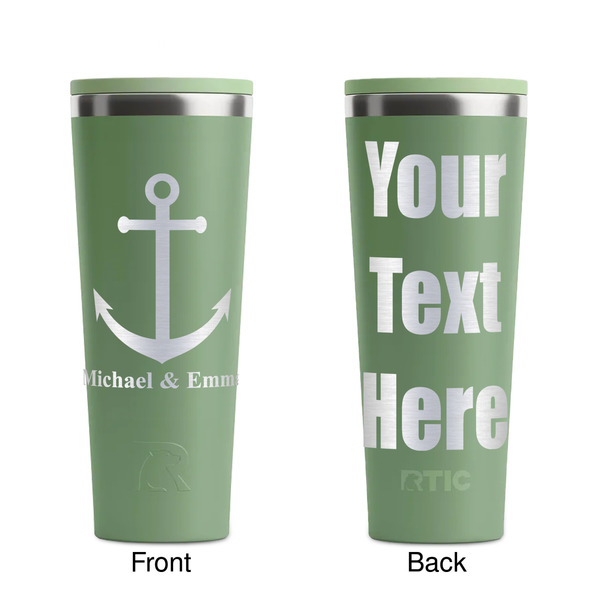 All Anchors Light Green RTIC Everyday Tumbler - 28 oz. - Front and Back