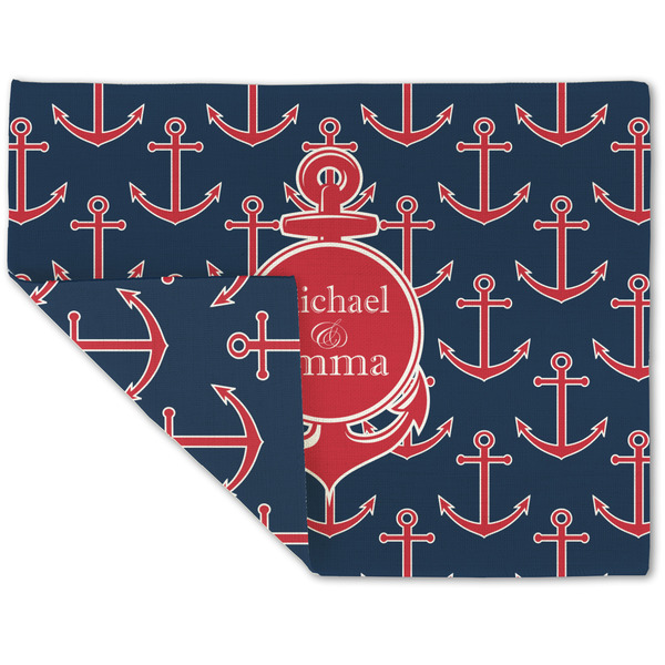 Custom All Anchors Double-Sided Linen Placemat - Single w/ Couple's Names