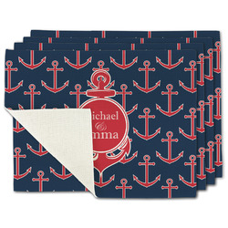 All Anchors Single-Sided Linen Placemat - Set of 4 w/ Couple's Names