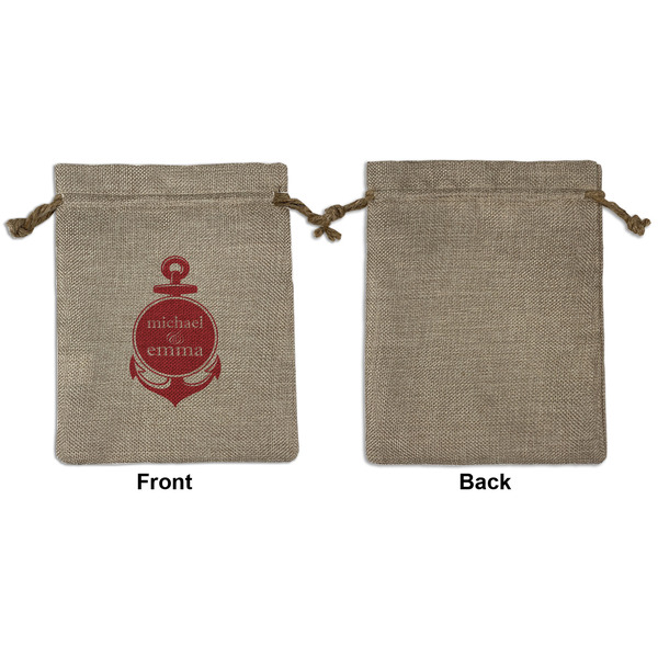 All Anchors Medium Burlap Gift Bag - Front Approval