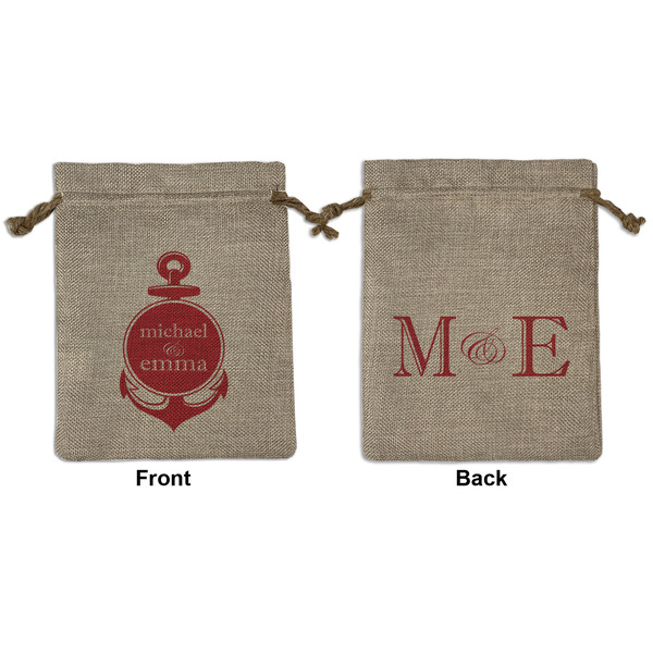 Custom All Anchors Medium Burlap Gift Bag - Front & Back (Personalized)