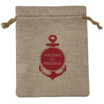 All Anchors Medium Burlap Gift Bag - Front (Personalized)