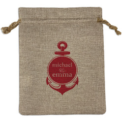 All Anchors Medium Burlap Gift Bag - Front (Personalized)