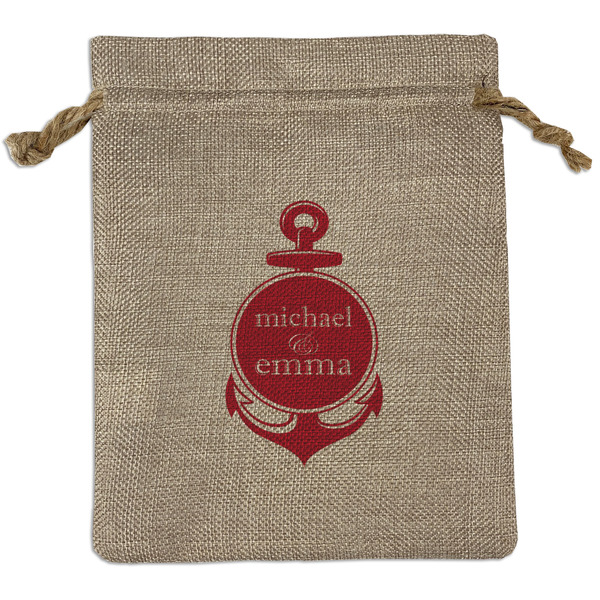 Custom All Anchors Medium Burlap Gift Bag - Front (Personalized)