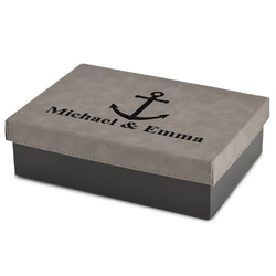 All Anchors Gift Boxes w/ Engraved Leather Lid (Personalized)