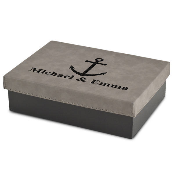 Custom All Anchors Medium Gift Box w/ Engraved Leather Lid (Personalized)