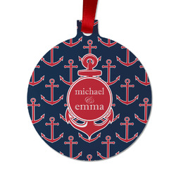 All Anchors Metal Ball Ornament - Double Sided w/ Couple's Names