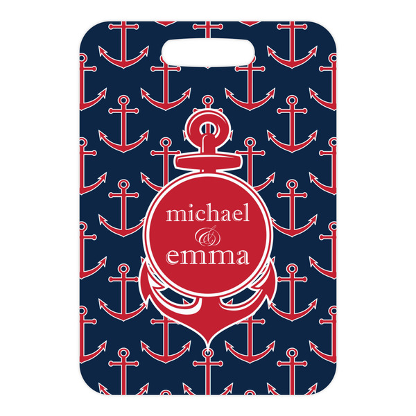 All Anchors Metal Luggage Tag - Front Without Strap