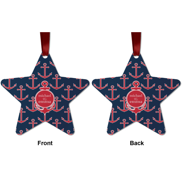 All Anchors Metal Star Ornament - Front and Back