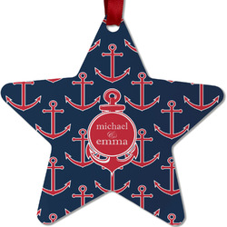 All Anchors Metal Star Ornament - Double Sided w/ Couple's Names