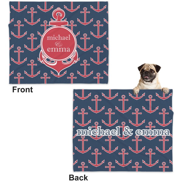 All Anchors Microfleece Dog Blanket - Large- Front & Back
