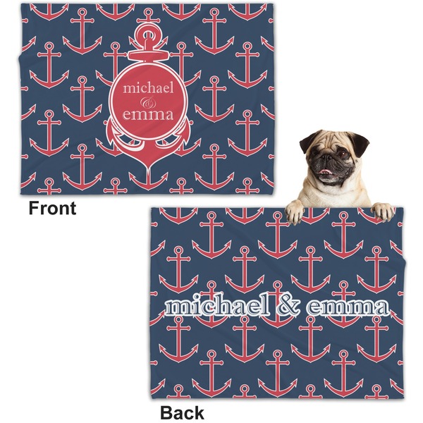 All Anchors Microfleece Dog Blanket - Regular - Front & Back