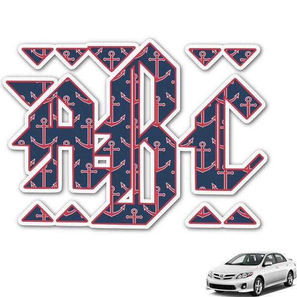Custom All Anchors Monogram Car Decal (Personalized)