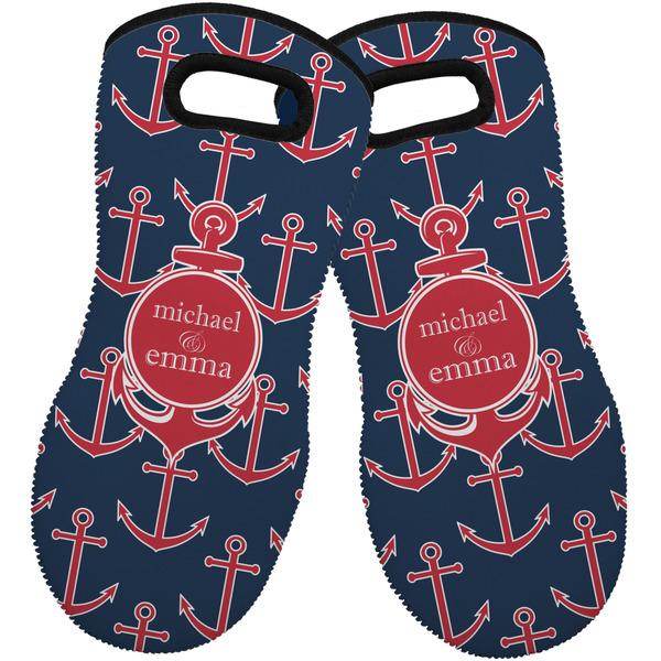Custom All Anchors Neoprene Oven Mitts - Set of 2 w/ Couple's Names
