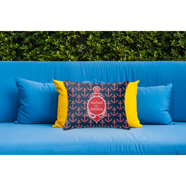 All Anchors Outdoor Throw Pillow  - LIFESTYLE (Rectangular - 20x14)