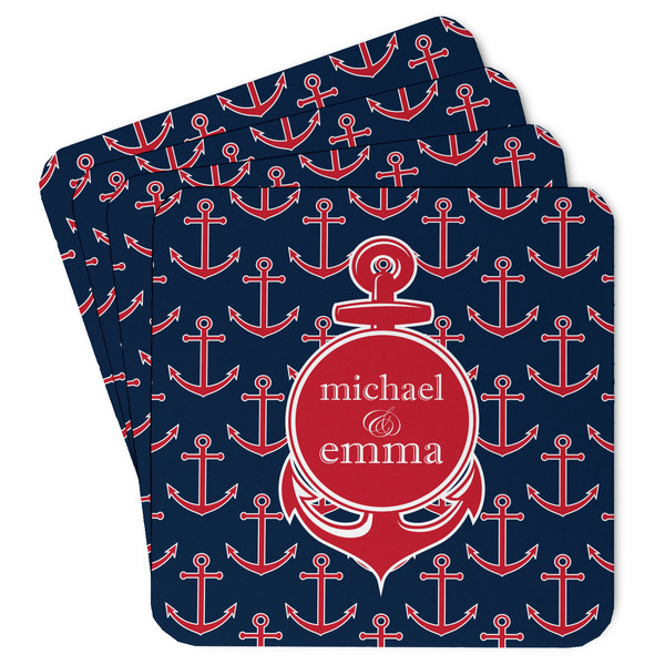 Custom All Anchors Paper Coasters w/ Couple's Names