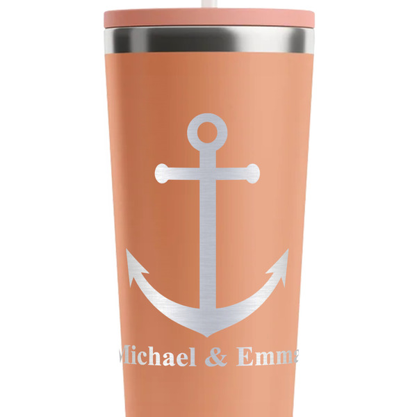 All Anchors Peach RTIC Everyday Tumbler - 28 oz. - Close Up