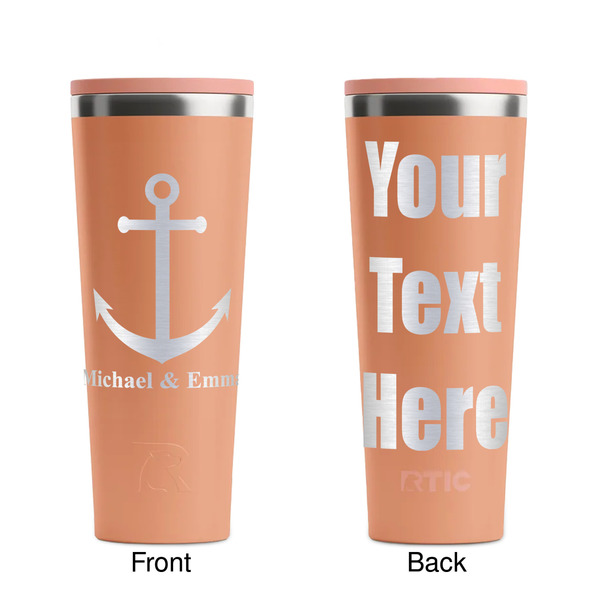All Anchors Peach RTIC Everyday Tumbler - 28 oz. - Front and Back