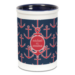 All Anchors Ceramic Pencil Holders - Blue