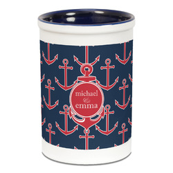 All Anchors Ceramic Pencil Holders - Blue