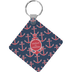 All Anchors Diamond Plastic Keychain w/ Couple's Names