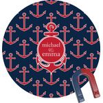 All Anchors Round Fridge Magnet (Personalized)