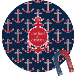 All Anchors Round Fridge Magnet (Personalized)