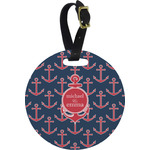 All Anchors Plastic Luggage Tag - Round (Personalized)
