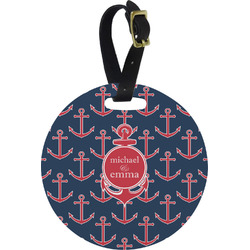All Anchors Plastic Luggage Tag - Round (Personalized)