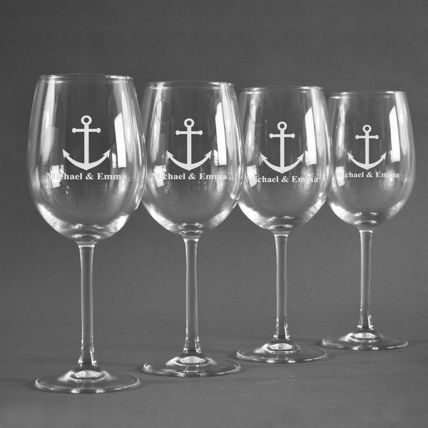 All Anchors Personalized Wine Glasses (Set of 4)