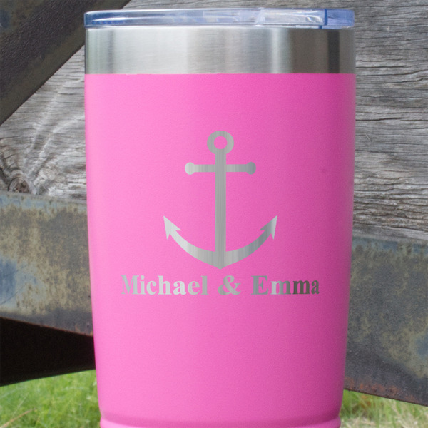 All Anchors Pink Polar Camel Tumbler - 20oz - Close Up
