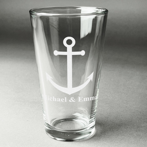 Custom All Anchors Pint Glass - Engraved (Personalized)