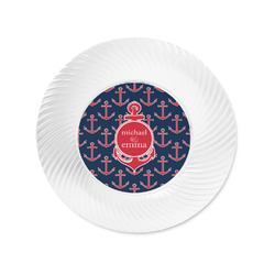 All Anchors Plastic Party Appetizer & Dessert Plates - 6" (Personalized)
