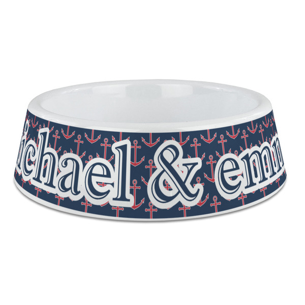 Custom All Anchors Plastic Dog Bowl - Large (Personalized)
