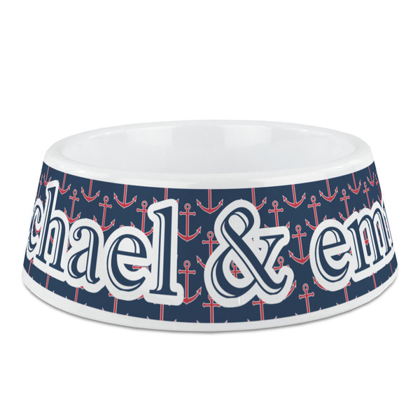 Custom All Anchors Plastic Dog Bowl - Medium (Personalized)