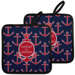 All Anchors Pot Holders - Set of 2 w/ Couple's Names