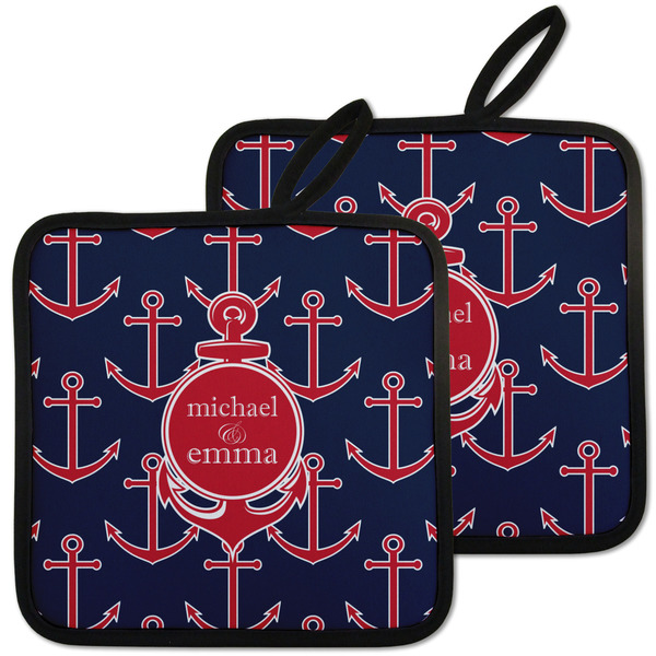 Custom All Anchors Pot Holders - Set of 2 w/ Couple's Names