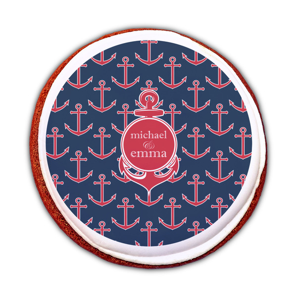 All Anchors Printed Icing Circle - Medium - On Cookie