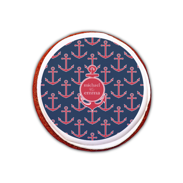 All Anchors Printed Icing Circle - XSmall - On Cookie