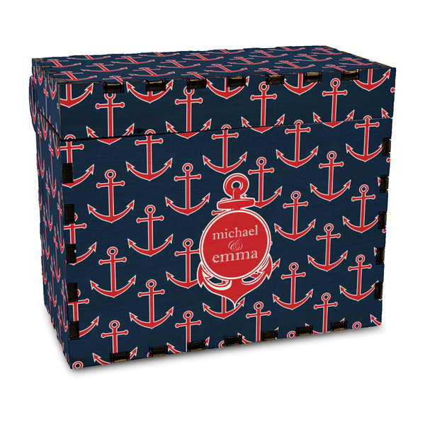Custom All Anchors Wood Recipe Box - Full Color Print (Personalized)