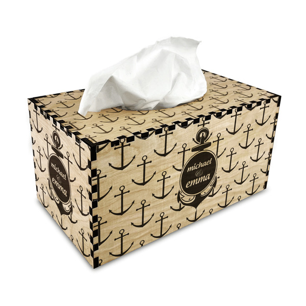 All Anchors Rectangle Tissue Box Covers - Wood - with tissue