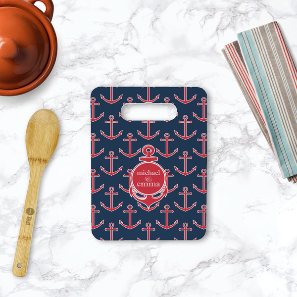 All Anchors Rectangle Trivet with Handle - LIFESTYLE